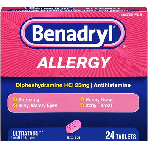Benadryl Allergy Ultra Tablets - 25 mg Diphenhydramine HCl