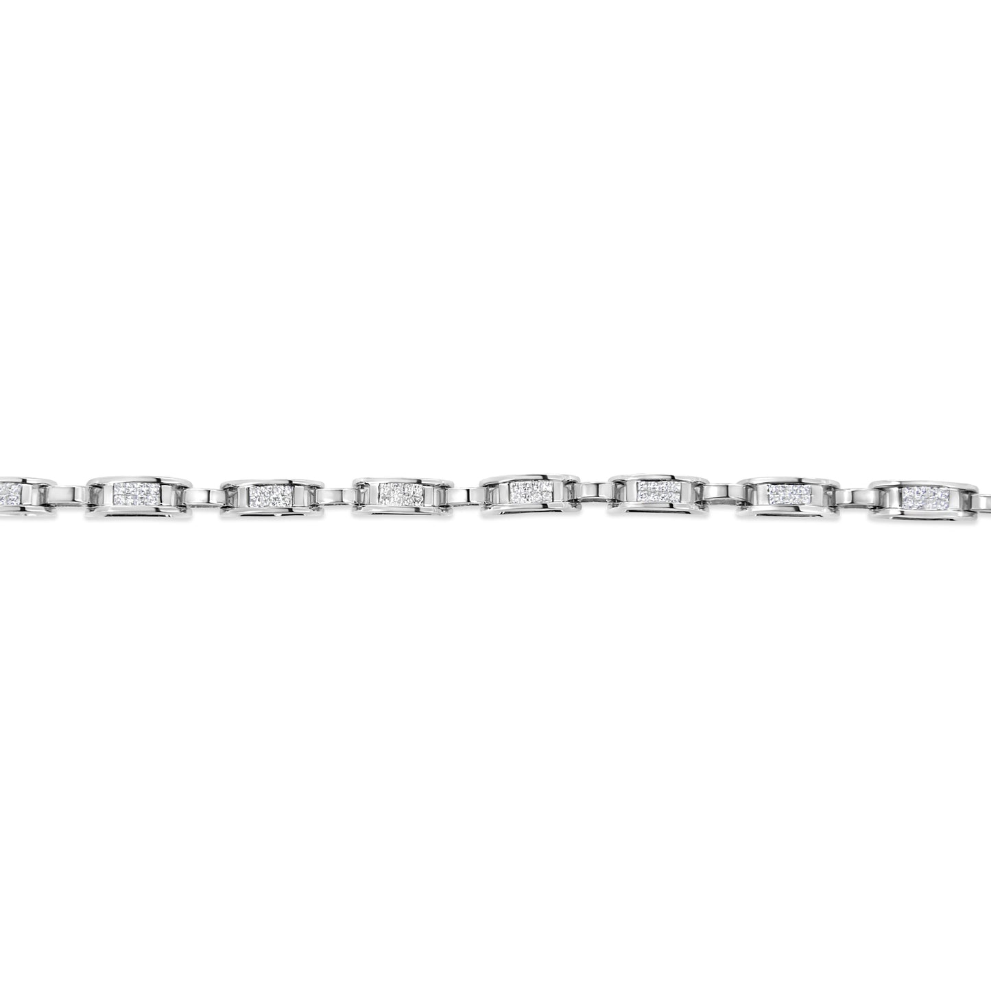 14K White Gold Princess-Cut Diamond Link Bracelet - 1.00 Cttw