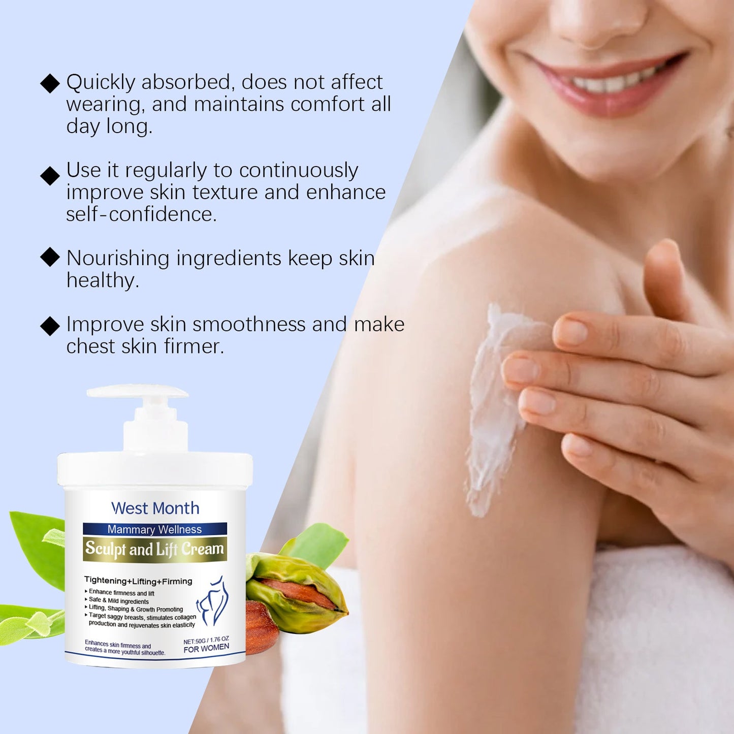 Breast Care Cream Breast Hydrating And Lifting Gentle Lifting Elastic Massage Cream - Korvel