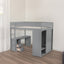 Wood Full Size Loft Bed with Wardrobes and 2-Drawer Desk with Cabinet  Gray - Korvel