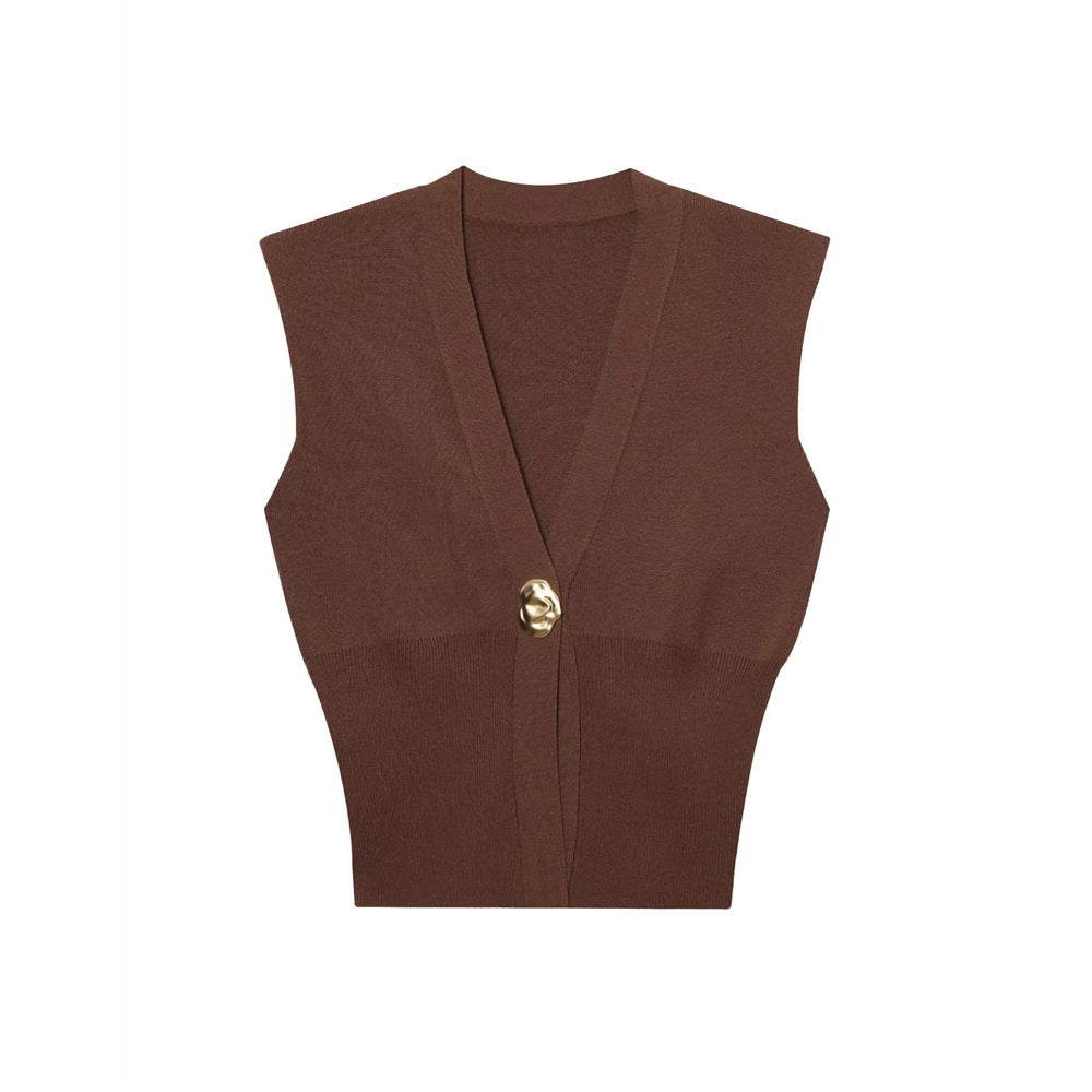 Elegant Casual Commuting Vest V-neck Tank Top for Women withDesign Sense - Korvel