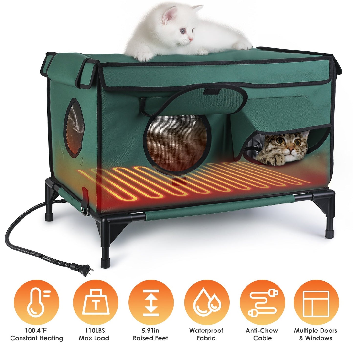 Casa para Gatos Calentada e Impermeable para Comodidad al Aire Libre