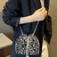 Sequin Chain Drawstring Bucket Bag - Korvel