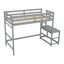 Twin High Loft Bed with Ladder landing Platform, Ladders, Guardrails,Grey - Korvel