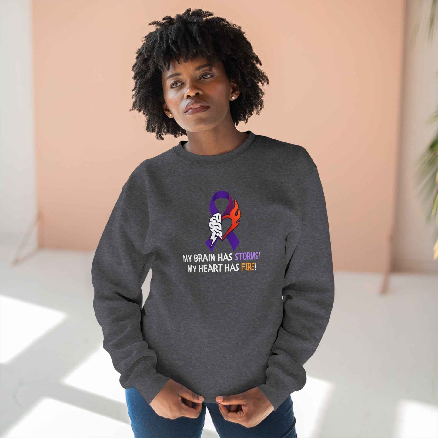 Epilepsy Awareness Unisex Sweatshirt - Brain Storms & Heart Fire