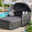 GO 79.9" Outdoor Sunbed with Adjustable Canopy, Double lounge, PE Rattan Daybed, Gray Wicker And Cushion - Korvel