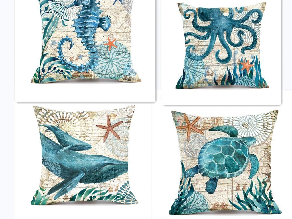 Housses de coussin imprimées Tortue de mer Mandotos pour une décoration intérieure élégante