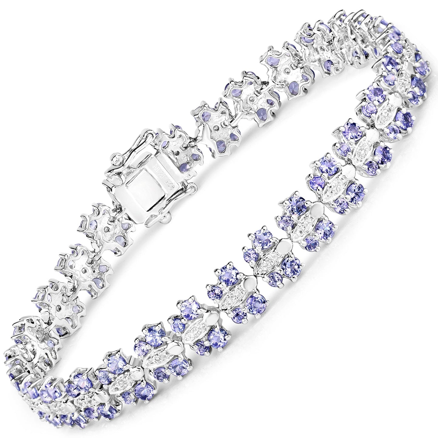Bracelet en Tanzanite et Saphir Blanc de 7,02 Carats