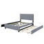Queen Size Velvet Upholstered Platform Bed with 2 Drawers and 1 Twin XL Trundle- Gray - Korvel
