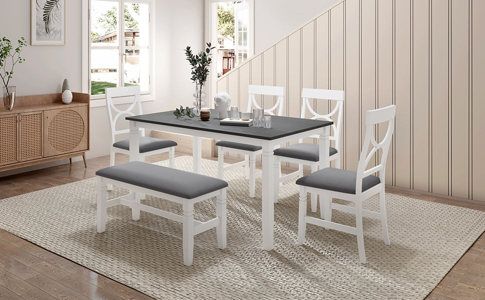 TOPMAX 6-Piece Wood Dining Table Set - Farmhouse Style