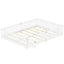Queen Size Bed Floor Bed with Safety Guardrails and Door for Kids, White - Korvel