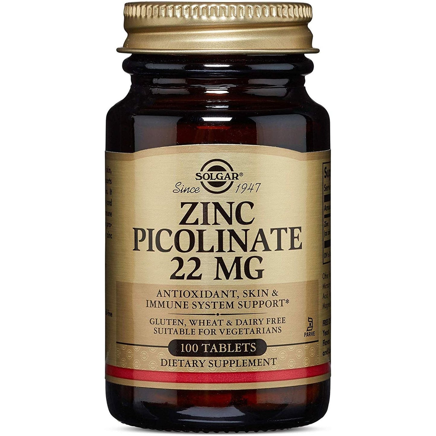 Solgar Zinc Picolinate, 22 Mg, 100 Comprimés