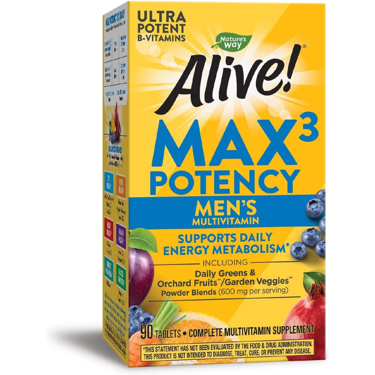 Nature's Way Alive! Max 3 Potency Multivitamin para Hombres - 90 Tabletas