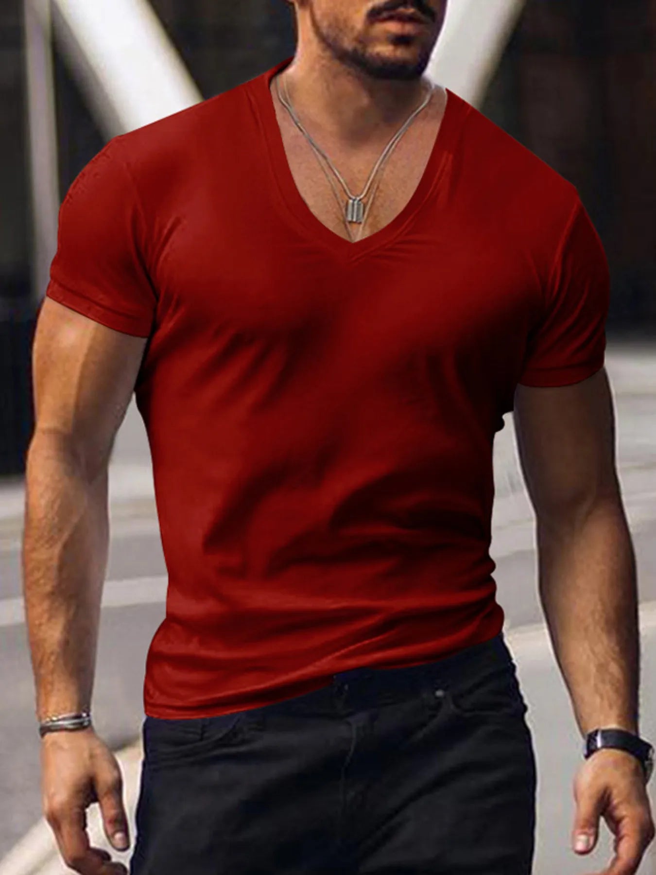 Men's Plus Size V-Neck Short Sleeve T-Shirt