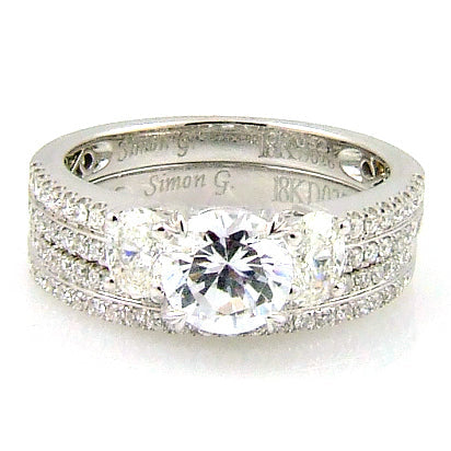 Conjunto de Anillo de Compromiso Natural de 1.05ct en Oro Blanco de 18KT