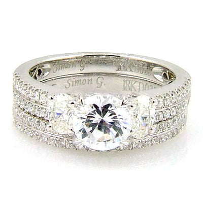 Ensemble de Bague de Fiançailles Naturelle de 1,05 ct en Or Blanc 18KT