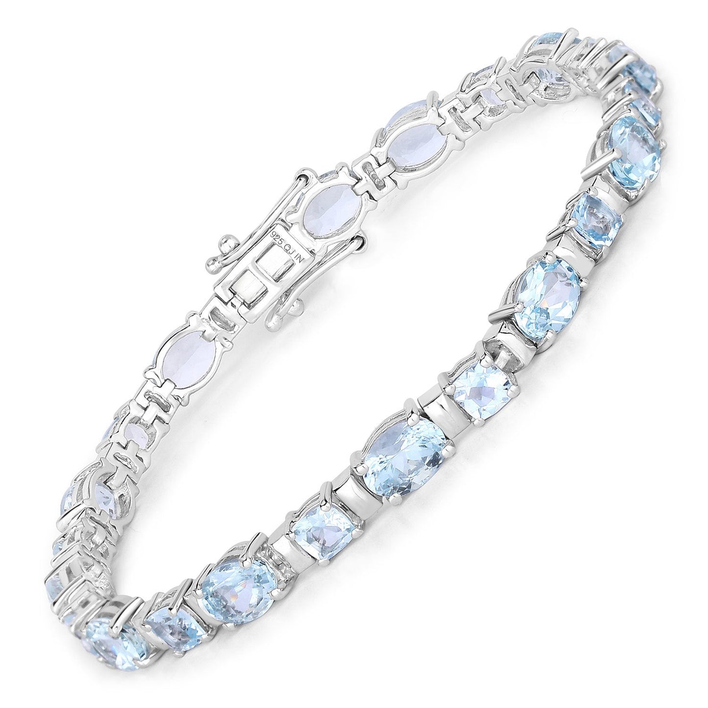 Pulsera de Plata Esterlina con Aguamarina Genuina de 10.06 Quilates