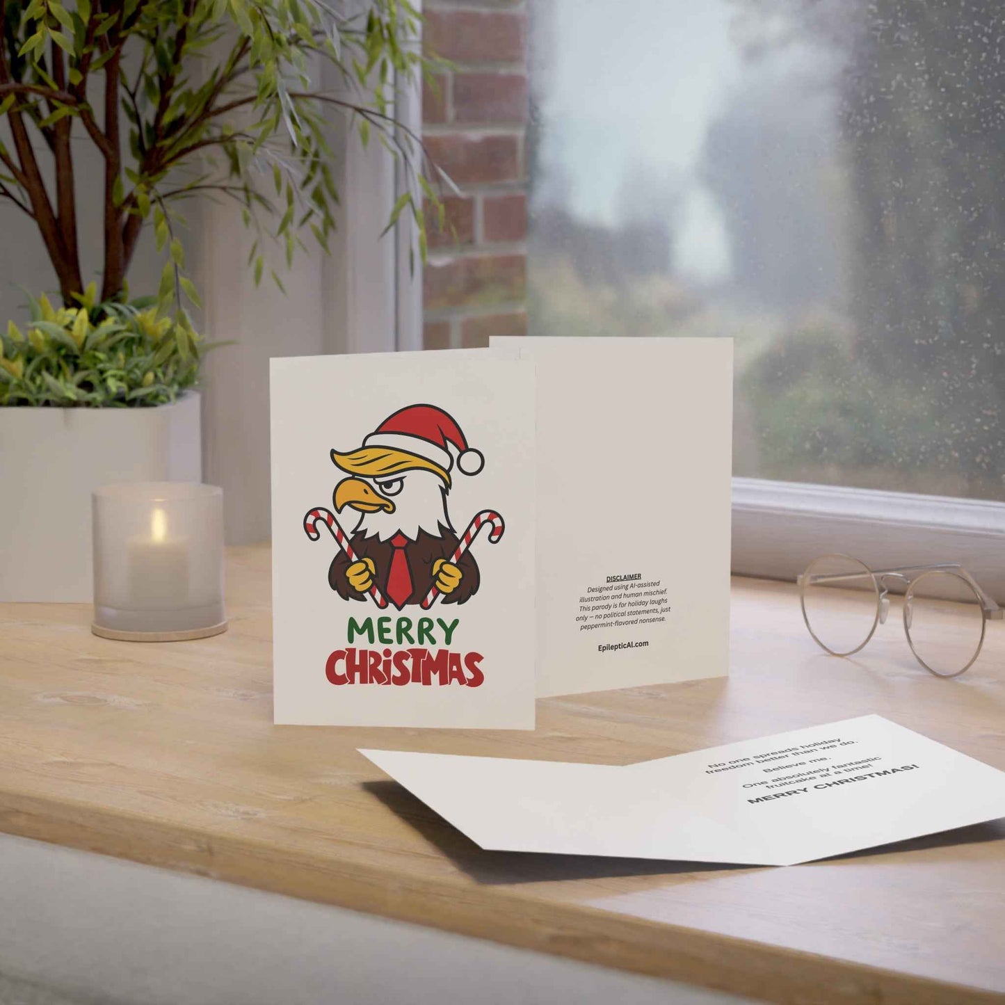 America Loving Eagle Christmas Card – Set of 1, 10, 30, or 50