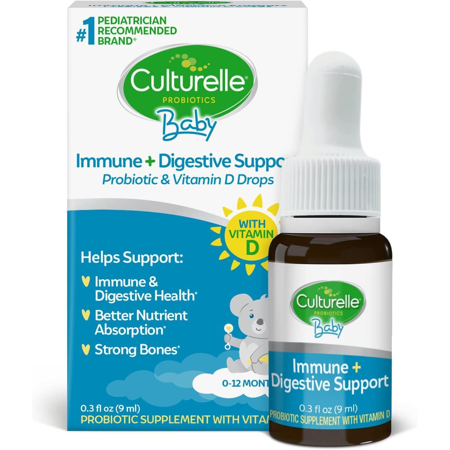 Culturelle Baby Probiotic & Vitamin D Drops - Immune Support, 0.3 fl oz