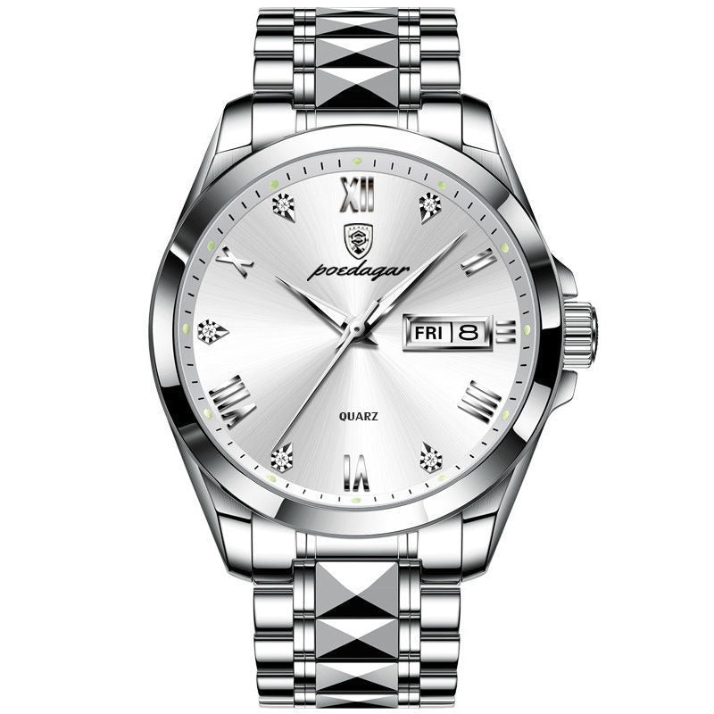 Reloj de Hombre Suizo Impermeable con Doble Calendario y Brillo