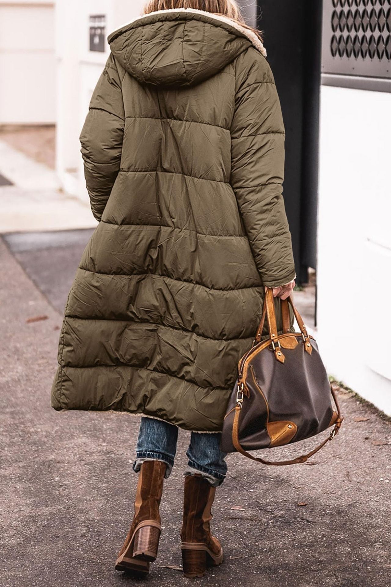 Elegant Solid Color Hooded Long Coat for Women