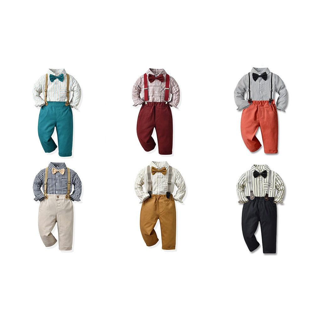 Children's Multi-Color Plaid Long Sleeve Cotton Suit