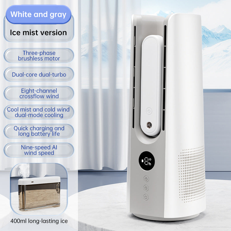 Ventilateur Tour Portable 2025 – 6 Vitesses, Design Sans Lame avec Brume