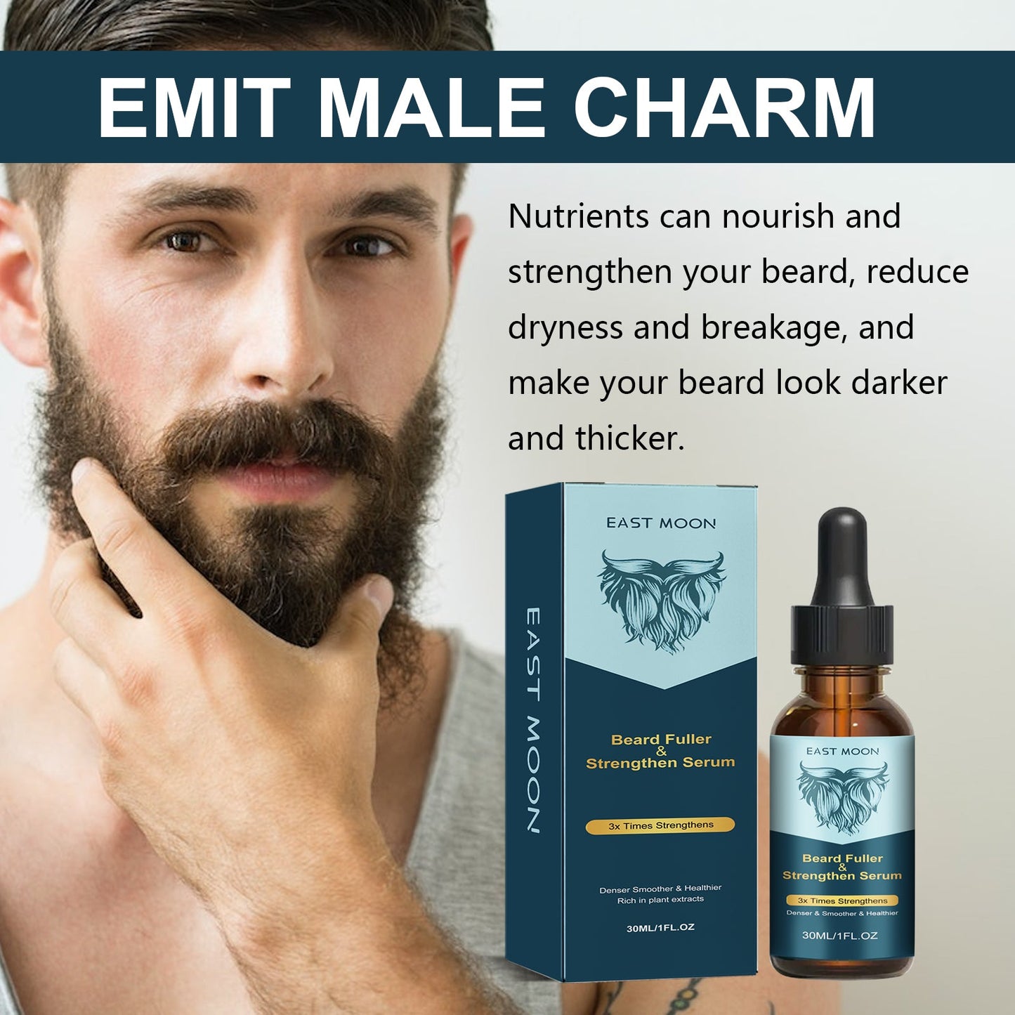 Beard Strengthening Serum for Fuller, Softer Facial Hair