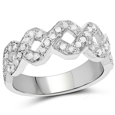 0.40 Carat Genuine White Diamond Sterling Silver Engagement Ring