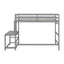 Twin High Loft Bed with Ladder landing Platform, Ladders, Guardrails,Grey - Korvel
