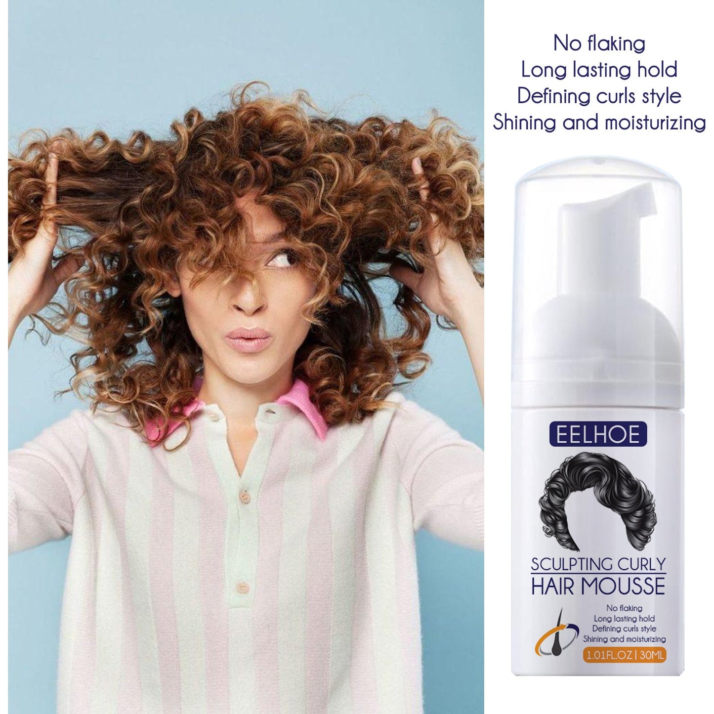 Elastin, Anti-Frizz Curly Hair Volumizing Natural Fluffy Moisturizing Styling Perm Care Style - Korvel