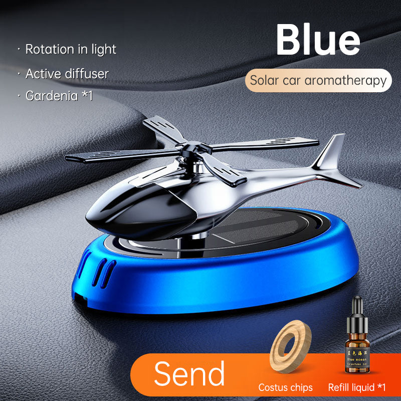Solar Rotating Helicopter Aromatherapy Car Ornaments Car Air Freshener Alloy + ABS Wooden Aromatherapy Machine - Korvel