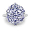 2.31 Carat Genuine Tanzanite Cluster Ring in Sterling Silver