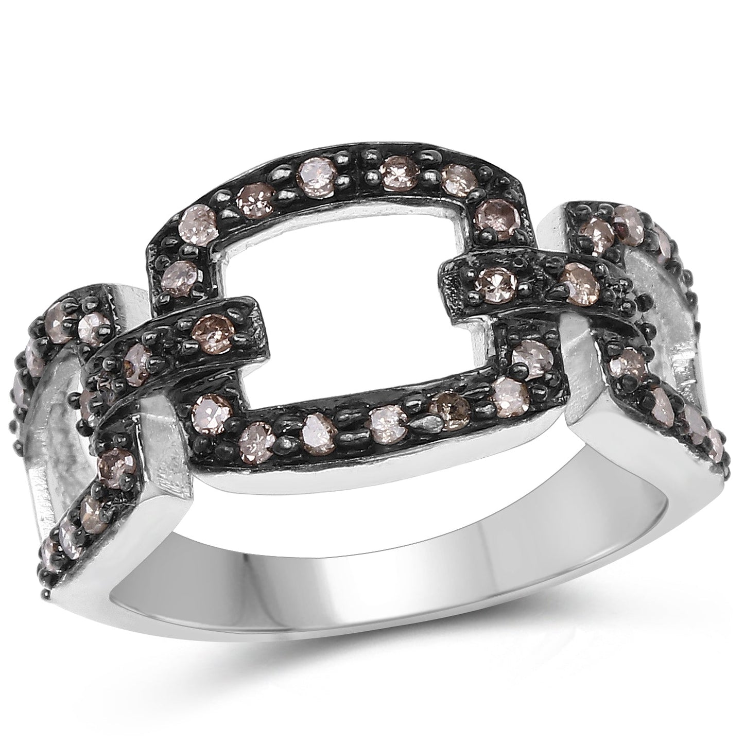 Bague en argent sterling avec diamant champagne de 0,32 carat