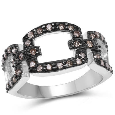 Bague en argent sterling avec diamant champagne de 0,32 carat