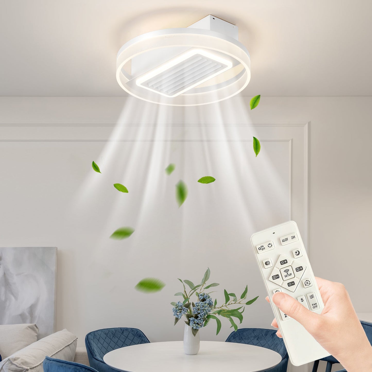 Lampe de ventilateur sans pales avec lumières LED dimmables