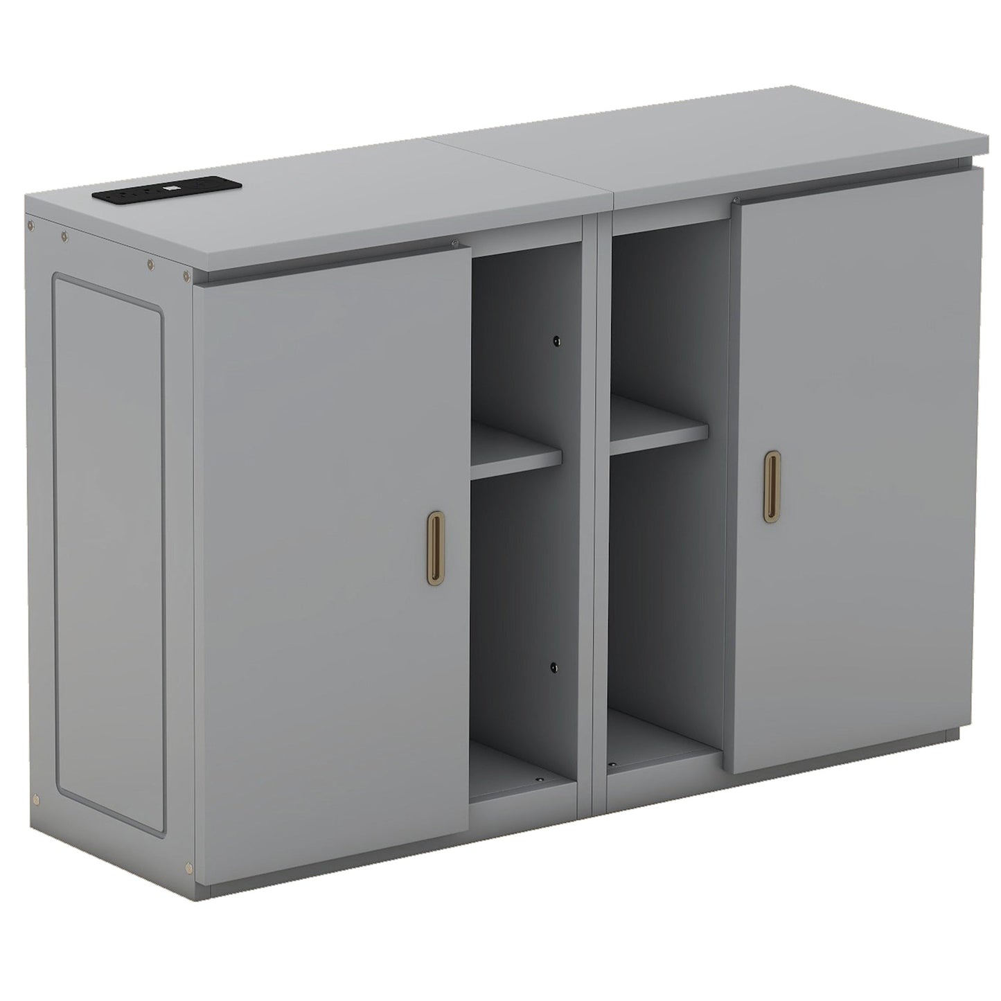 Full Size Murphy Bed with Shelves and USB Ports - Gray