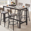 Bar Table Set with 4 Bar stools PU Soft seat with backrest Grey 47.24'' L x 23.62'' W x 35.43'' H - Korvel