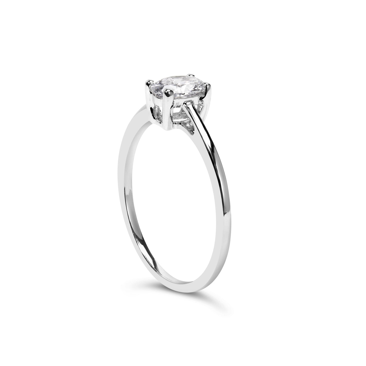14K White Gold 1/2 Cttw Oval Lab Grown Diamond Solitaire Engagement Ring - Size 7
