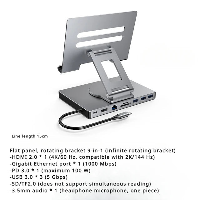 4K/60Hz USB 3.0 Splitter Hub with Gigabit Ethernet Port