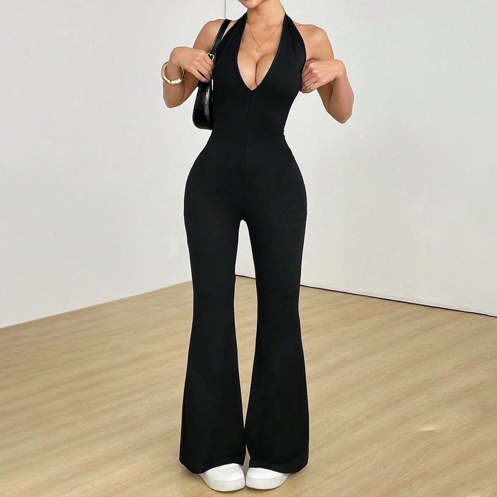 European and American hollow back tight fitting jumpsuit - Korvel