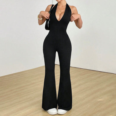 European and American hollow back tight fitting jumpsuit - Korvel