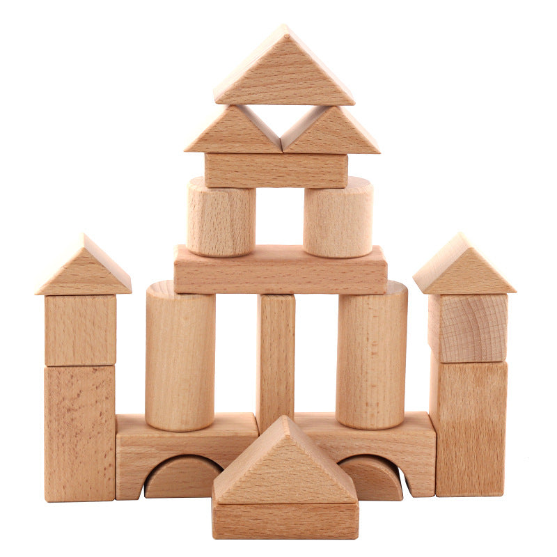 Puzzle Wooden Children's Wooden Boxed Beech 22 Pieces Can Be Bitten Assembled Building Blocks Pile Up Early Education Toys - Korvel
