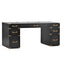 70 inch classic and traditional executive desk with metal trim, writing desk with 2 file drawers, USB ports, and sockets, black - Korvel