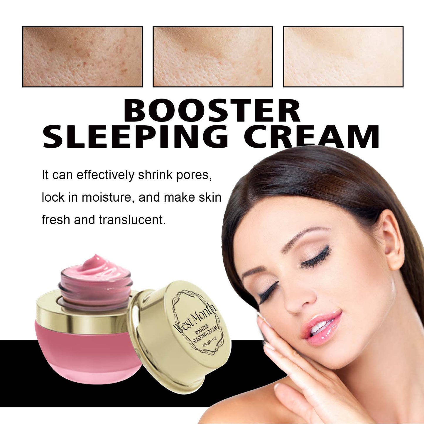 Booster Sleeping Cream, Whitening And Brightening Facial Skin Deep Hydrating Sleep Mask - Korvel