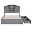 Full Size Wood Platform Bed with Storage Headboard - Gray