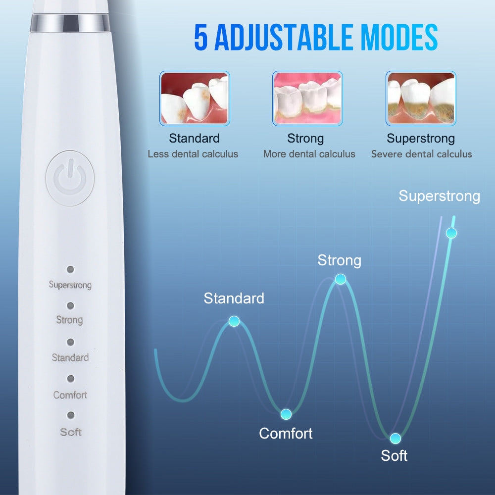 5-Speed High Frequency Vibrating Tooth Cleaner USB Electric Toothbrush Cleaning Device To Remove Stained Calculus Set Tooth Cleaning Instrument - Korvel