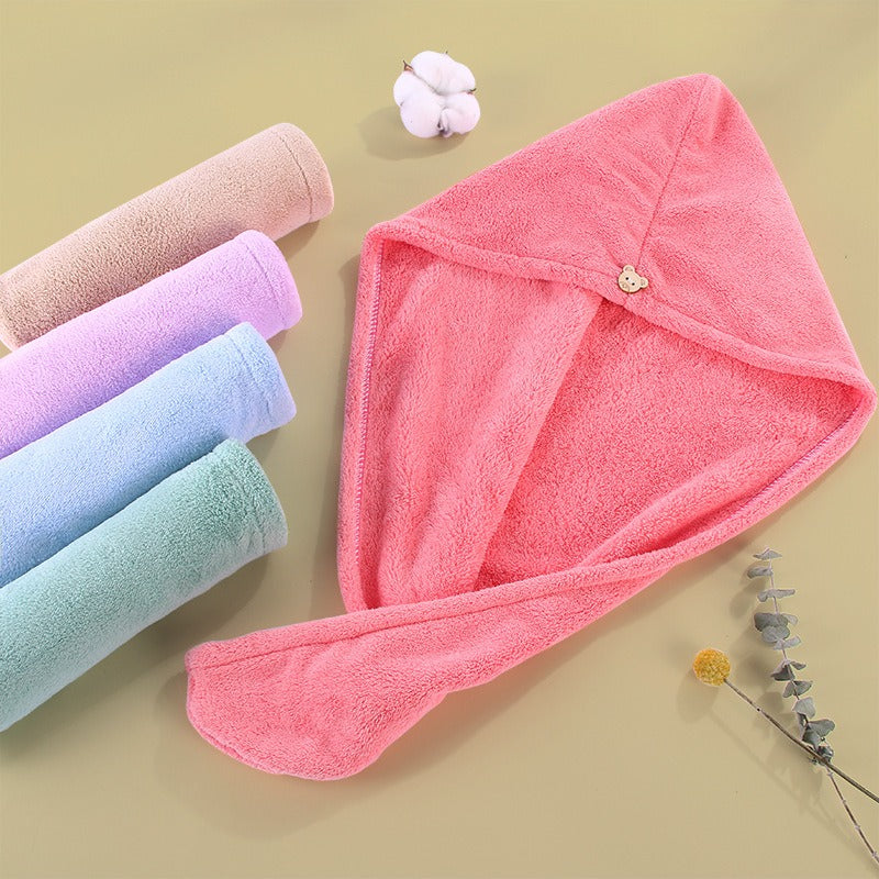Premium Coral Velvet Quick Drying Hair Towel & Shower Cap