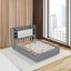 Wood Queen Size Platform Bed with Storage Headboard  Shelves and 2 Drawers  Gray - Korvel