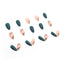 Almond Fake Nails with Green Leaves Design Elliptic Acrylic False Nails Wearable French Press on Nail Manicure Tips - Korvel